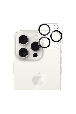 Buff Apple Uyumlu iPhone 15 Pro Max / 15 Pro Kamera Lens Koruyucu -