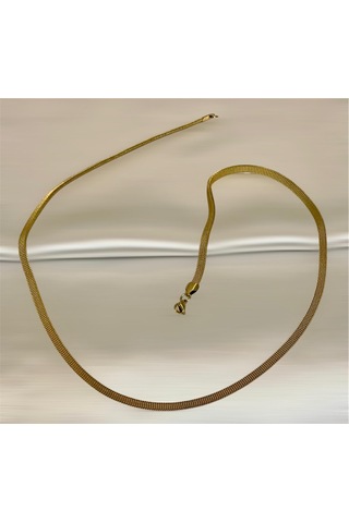 İtalyan Model Hasır Kordon Çelik Gold Unisex Kolye 60 Cm