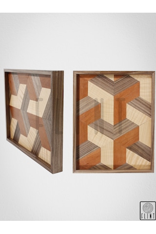 El Yapımı Ceviz Meşe Elma Ağacı Üç Boyutlu Ahşap Kahvetepsisi