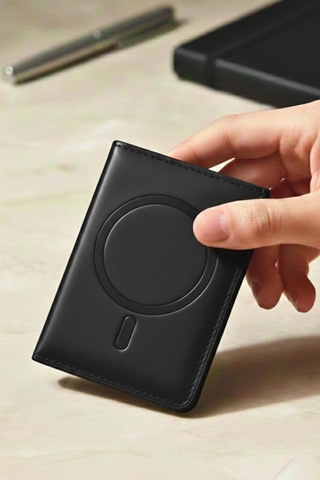 Constraın - Magsafe İle Uyumlu Deri Kartlık Cüzdan - Siyah