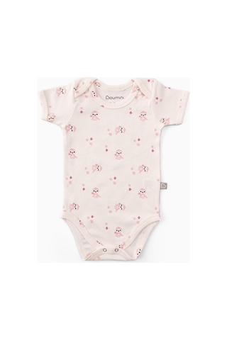 Boumini Bebek Çıtçıtlı Kısa Kollu Body Zarf Yaka Pembe Miskin-pembe Pembe