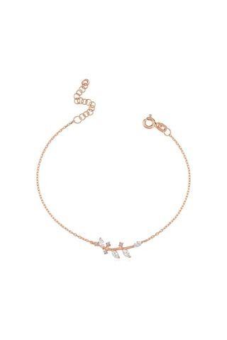 Işıltılı Zeytin Dalı Rose Renk Gümüş İkili Mini Set