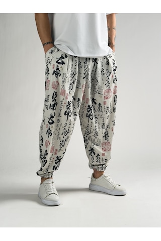Cocopelli Chinese Beyaz Erkek Pileli Jogger Pantolon Coc2810 Beyaz