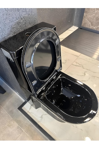 Modern Duvara Sıfır Siyah Klozet Takımı