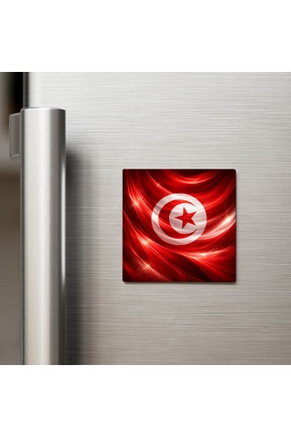 Tunus Tunisia Abstract Ülke Bayraklı Buzdolap Magneti - 9x9 Cm