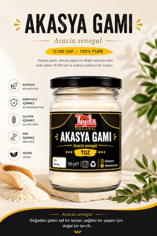 Akasya Gamı/arabic Gum/ Toz Arap Zamkı 150 Gr Lif Kaynağı Saf İçerik Acacia Senegal
