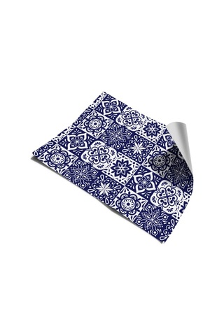 Mutfak Tezgah Arası Kendinden Yapışkanlı Folyo Kaplama Lacivert Fayans Desen 60cmx100cm