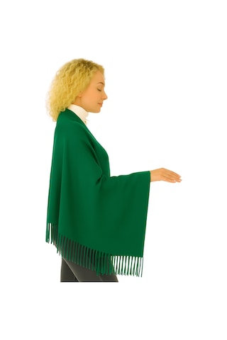 1 Adet Kadın Büyük Bedene Uygun Ekstra Yumuşak Dokulu Püskül Detaylı Kışlık Atkı Omuz Şalı Açık Yeşil