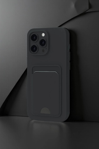 Apple Uyumlu iPhone 16 Plus Kılıf Kelvin Kartvizitli Silikon Siyah