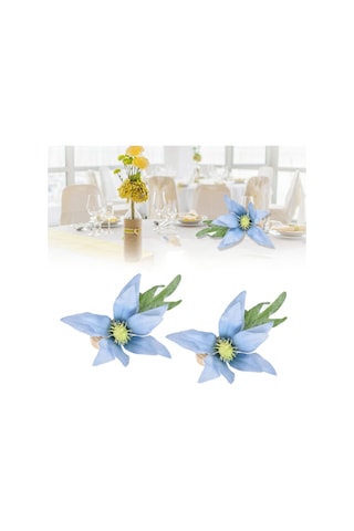 Shineyee Mavi Cactus Desenli 2 Adet Çaylak Ağaçlı Servis Yemek Bezi Çemberi - Ev, Otel, Partiler İçin Zirve Dekorasyon Cjk-6625 Diğer