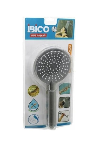 Premium Duş Başlığı, Yuvarlak 11cm, Kademeli Vakumlu, Krom-gri Gövde, Beyaz-gri Zemin, 14cm Saplı, Büyük Boy Diğer
