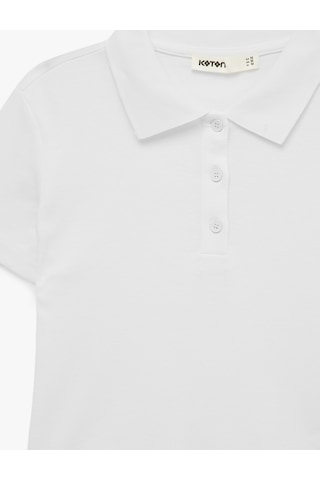 Koton Pamuklu Slim Fit Kısa Kollu Düğmeli Polo Yaka Tişört Beyaz 6sak50482ek
