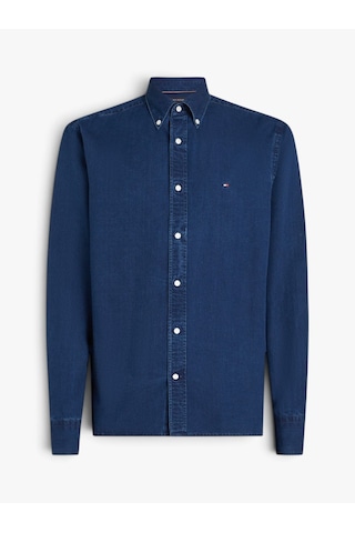 Tommy Hilfiger Chambray Rf Shırt Erkek Mavi Gömlek - Mw0mw38134
