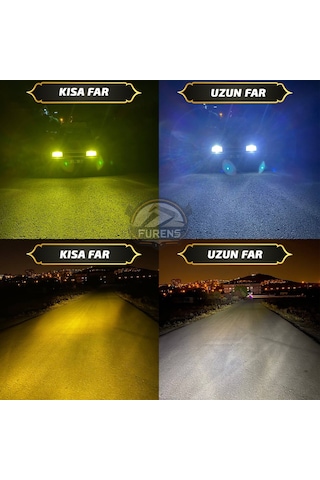 Vw Bora Uyumlu Mercek Led Xenon Uzun - Kısa Çift Renkli Şimşek Etkili