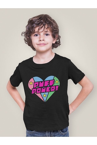 Sevbano Puff Power Yazılı Power Puff Girls Baskılı Unisex Çizgi Film Çocu Siyah