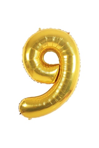 Folyo 9 Rakamı Balon 100 Cm Gold Altın Büyük Boy 40inc Dokuz Rakam Folyo Balon