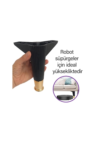 4 Adet Golden Ayak 15 Cm Siyah Altın Gold Mobilya Kanepe Sehpa Ünite Koltuk Ayağı Baza Ayak Ayakları