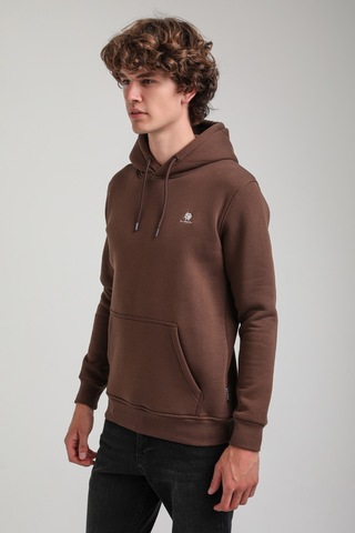 Kapüşonlu Kahverengi Slim Fit Hoodie 23fwm64069 Kahverengi