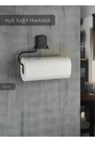 Jet's Home Yapışkanlı Kağıt Havluluk Paslanmaz Peçetelik Çelik Banyo Havluluk Düzenleyici Siyah Siyah