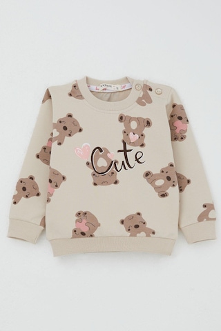 Breeze Kız Bebek Eşofman Takım Mutlu Ayıcık Desenli 6 Ay-2 Yaş, Bej Bej