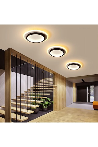 Akrilikli Yuvarlak Kumandalı,dimli 3 Işık Renkli 24x24cm Led Tava Siyah - Beyaz