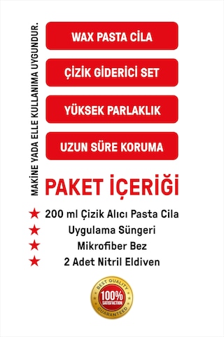 Rts Pasta Cila, Araba Oto Çizik , Parlatıcı, Bakım Seti