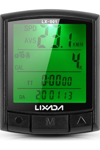 Lixada-bisiklet Bisiklet Bilgisayar Bisiklet Kilometre-kablolu Yb19733-2 Siyah