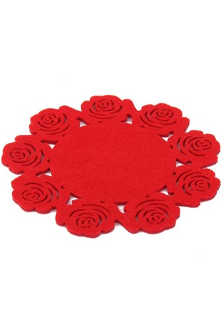 Homyl 4 Adet 15cmx15cm Güller Bardak Altlığı Mat Kaymaz Ped Acı Kahverengi