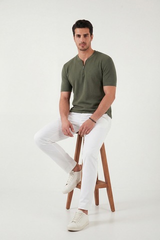 Buratti Pamuklu Regular Fit Yarım Fermuarlı Erkek T Shirt 5902653 Haki