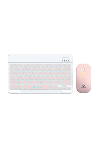 Gravion Km-bt35 Işıklı Kablosuz Bluetooth Klavye Mouse Seti Pembe, Şarjlı Türkçe Q, Tablet Telefon L Diğer