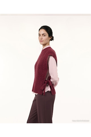 Yargıcı Regular Bisiklet Yaka Kolsuz Kazak 26kktr2016x 016 Bordo