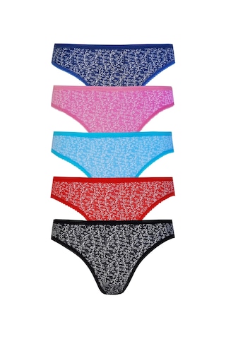5'li Kadın Pamuklu Renkli Bikini Külot İç Çamaşırı Çok Renkli