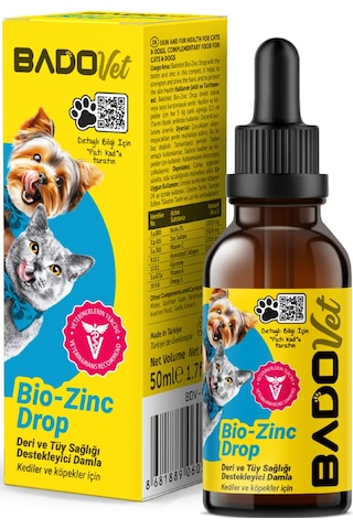 Bado Bio-zinc Drop Kedi Ve Köpekler İçin Deri Ve Tüy Damla 50 Ml
