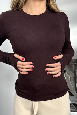 Balenbi Kadın Buzzy Parmak Geçmeli Bisiklet Yaka Basic Body 1130 Kahverengi