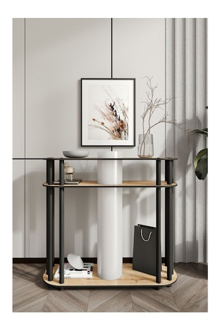 Ravilo Cruise Dresuar Dekoratif Raflı Lambader Meşe