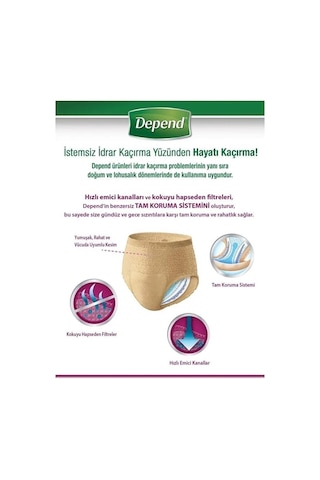 Depend Emici Külot Pants Hasta Bezi L - Büyük - Large Erkek İç Adet 8 Adet Tekli Pk L