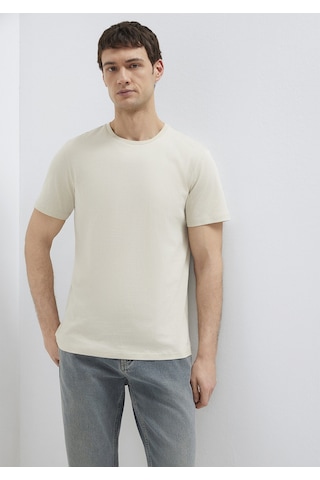 Mavi - Bej Basic Tişört 065574-70144 Bej