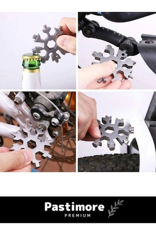 Paslanmaz Çelik Çok Fonksiyonlu Alyan Tornavida Takımı Kar Tanesi Anahtarlık Konserve Açıcı