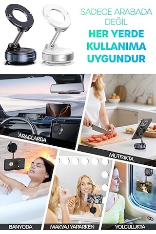 Sogud Magsafe Manyetik Araç Telefon Tutucu Vakumlu Vantuzlu, 360 Döner Telefon Standı, Güçlü N52 Mıknatıs,iphone Samsung Huawei İle Uyumlu - Not - Sorun Yaşayanlar Önce Bize Yazsın