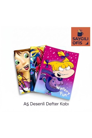 Saygılıofis Hazır A5 Desenli Defter Kabı Kız Modelli Desenler Küçük Boy Defter Kaplığı Karışık 3 Adet Koyu Pembe