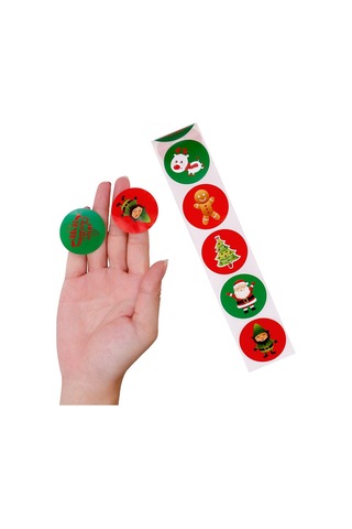 Noel Çıkartmaları Noel Çıkartmaları Noel Hediyelerini Süslemek İçin Mükemmel Noel Süsleri Yuvarlak Kağıt Etiketler Çok Renkli