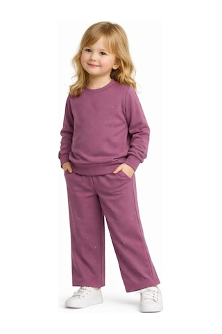 Kız Çocuk Taşlı Sweatshirt Pantolon Takım Bgl-st05273 MÜRDÜM
