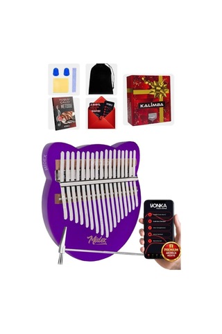 Midex KLX-660 Mor Renk Cam Kalimba 17 Tuşlu Full Set