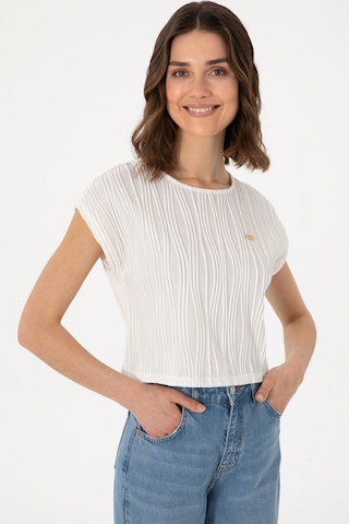 U.S. Polo Assn. Kadın Beyaz Crop Bisiklet Yaka Tişört 50299812-VR013