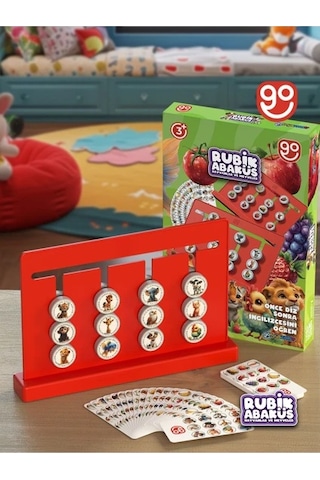 Rubik Abaküs Meyveler&hayvanlar Türkçe İngilizce Montessori Eğitici Oyuncak