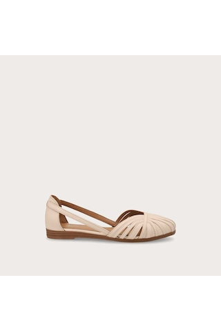 Vanilla Sandalet Kadın 03m4 Frau Leather Caged Ballet Flats Wıth Thın Straps Krem