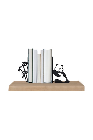 Hobi Demir Sanat Panda Figürlü Dekoratif Metal Kitap Tutucu