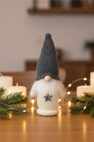 Yılbaşı Ağaç Süsü Gri Bereli Noel Figürü