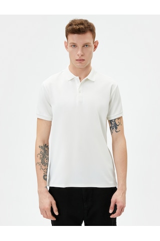 Koton Yakalı Tişört Slim Fit Düğmeli Kısa Kollu Beyaz 4sam10002mk Beyaz