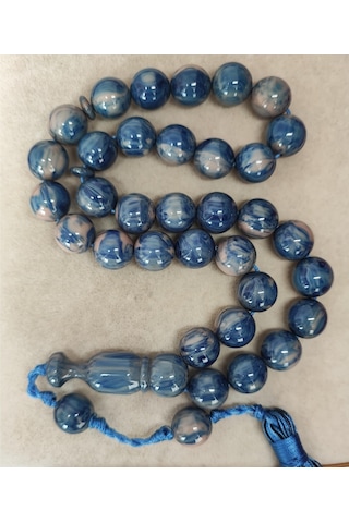 Katalin Mavi-krem Damarlı Küre Model Tesbih